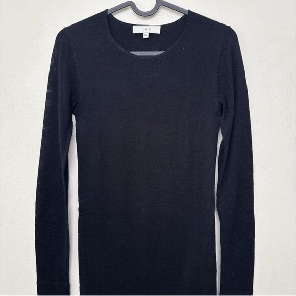 IRO Womens Xsmall Crew Neck Wool Bodycon Mini Dress In Black - Picture 4 of 14